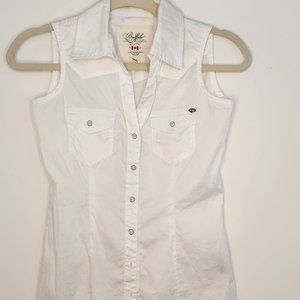 BUFFALO DAVID BITTON WHITE SLEEVELESS BUTTON DOWN – XS/TP - NWOT